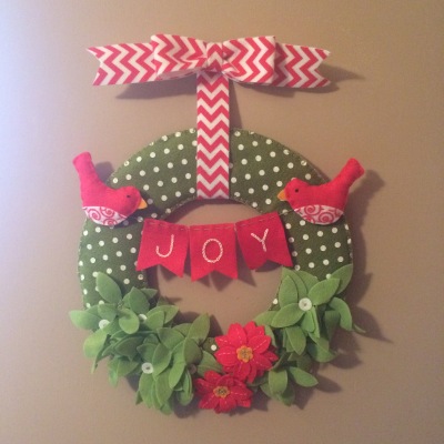 Photo of felt wreath completed